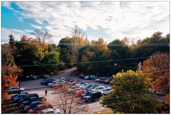 CAMDEN – Parking lot, late afternoon, seen from Knox Mill.
