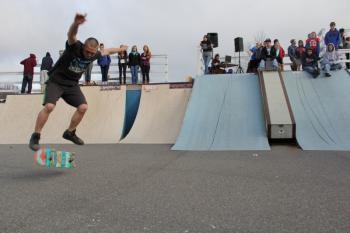 Greg Stevens competes in the S.K.A.T.E. games.