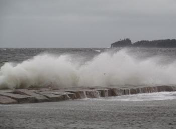Sandy Trapani got this photo of waves breaking over the Rockland Breakwater on Oct. 29.