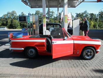 Bruno and Cécile's red, roofless '65 Triumph Vitesse, in which the author was fortunate enough to take a ride through the Belgian countryside. Bruno and Cécile's red, roofless '65 Triumph Vitesse.