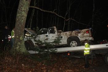 Camden police set about looking for the driver of this truck, which turned out the be the registered owner, Ian Lary of Camden. (Photo by Holly S. Edwards)