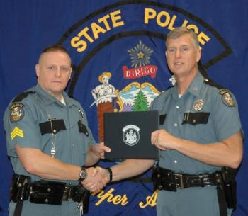 Sgt. Kyle Tilsley and Lt. Col. Robert Williams. (Photo courtesy Maine State Police)