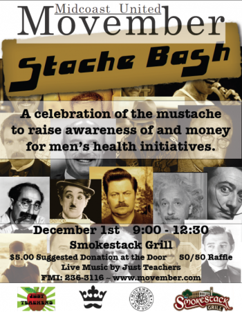 Dec. 1 Movember party at The Smokestack Grill in Camden