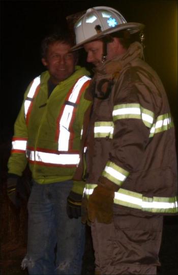 Camden Access team member Steve Laite and Hope Fire Chief Clarence Keller. (Photo by Lynda Clancy)
