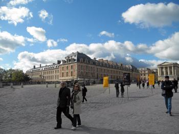 The courtyard approach to the Palace of Versailles.