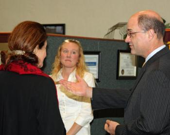 Sen. Olympia Snowe (R-Maine) and Camden National Bank President Greg Dufour. (Photo by Holly S. Edwards)