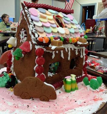 On Monday, students were getting close to completing their gingerbread houses. (Photo courtesy Kristen Andersen)