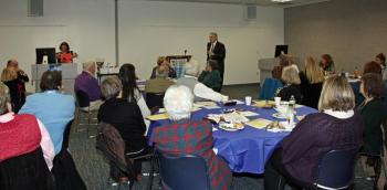 Dr. Jeff Mills speaks during the Hutchinson Center's fifth annual scholarship luncheon Dec. 14. (Photo by Holly S. Edwards)