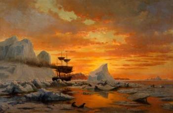 William Bradford's "Ice Dwellers Watching the Invaders" c. 1890s, painted from his 1869 expedition to the west coast of Greenland.