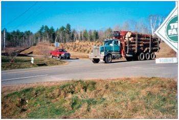 SEARSMONT - A truck piled high with logs headed for Robbins Lumber makes for a familiar sight on Route 131.