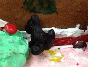 It wouldn't be a middle-school gingerbread house with a black licorice shnauzer "peeing" in the royal icing snow. (Photo courtesy Kristen Andersen)