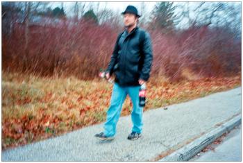 BELFAST - If he looks blurry, it's because he's leaving you in the dust. A weekday morning, 8:45 a.m,. Greg Willis of Belfast brings a single red rose to his girlfriend. The special occasion? "I just like to do nice thigs for her," he said.