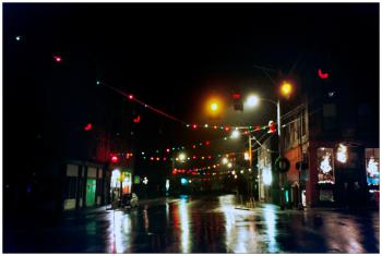BELFAST - Downtown at night, after a rain.