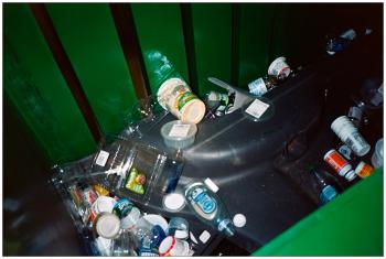 BELFAST - The first contributions to the city transfer station's broadly expanded plastics recycling program, shown inside the new baler bought for the job.