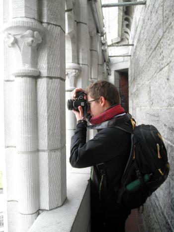 A rare shot of the man behind the lens. (Photo by Ari Snider)