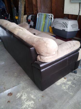 beige faux suade couch (Westbrook)