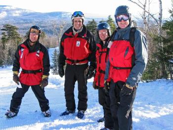 Camden Snow Bowl ski patrollers gather at the top of the mountain on New Year's Eve. (Photo courtesy Andrew Dailey)