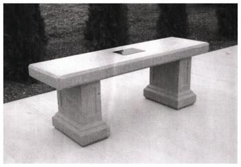 A photo of a precast concrete bench proposed by the Armistice Group in response to a more general proposal by Our Town Belfast in a letter of inquiry for a national grant. (Image courtesy of the Armistice Group)