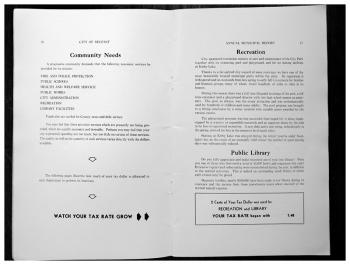 Pages 3 and 4 of a section of the 1952-53 report in which residents are invited to "WATCH YOUR TAX RATE GROW."