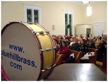 The audience at the First Baptist Church reacts to the Blue Hill Brass Band. (Photo by Ethan Andrews)