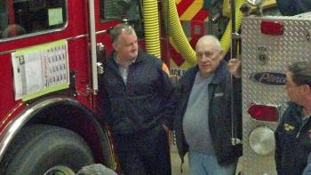 From left, Camden Fire Chief Chris Farley and firefighter Harold Drinkwater at Monday night's meeting. (Courtesy Ryan Fisher)