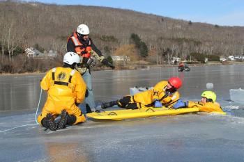 From left, Rockland firefighter Rodney Gibbs, Asst. Chief Adam Miceli, and firefighters Carl Anderson and Mike Cole. (Courtesy Rockland FD/by Alan Athearn)