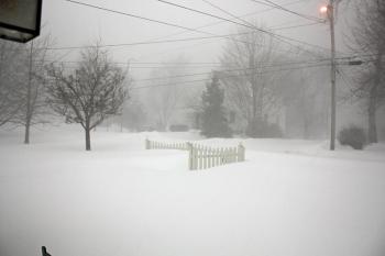 The view up Chestnut Street in Camden during the blizzard. (Photo by Holly S. Edwards)