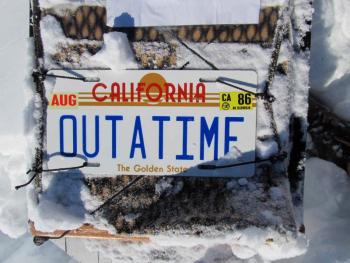 The sled license plate says it all. (Photo by Kay Stephens) 2013 US National Toboggan Championships