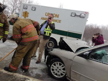 The damaged Honda. (Photo by Lynda Clancy)