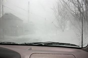 This is what a whiteout looks like, and this isn't the worst one we encountered in our 10-minute, four-block drive around Camden Saturday afternoon. (Photo by Holly S. Edwards)
