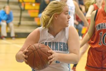 Oceanside's Kennadi Grover led the Mariners to a win Thursday over Camden Hills and to a 16-2 season to be proud of. The Mariners won 63-38. (Photo by Ron Hawkes)