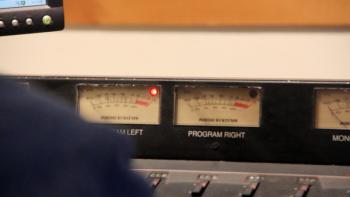 A broadcast console in the East Orland studios of community radio station WERU. (Photo by Wes Sterrs)