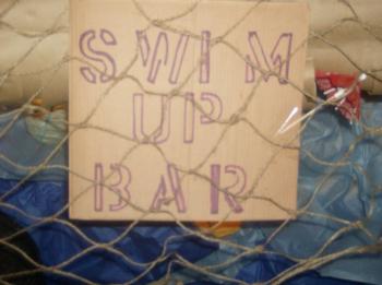 A little netting from Reny's, some cardboard signs. A drink umbrella. (Photo by Kay Stephens)