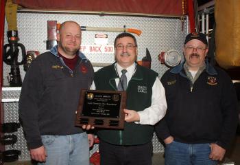 From left, South Thomaston Fire Chief Bryan Calderwood, Department of Labor Supervisor Mike LaPlante and Asst. Chief Gerald Harjula. (Photo by Holly S. Edwards)