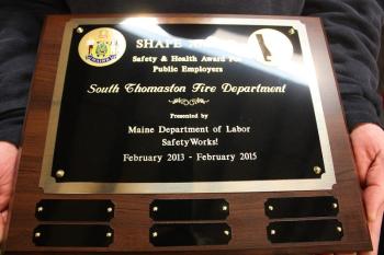 South Thomaston Fire Department is the 31st fire deparmtent in Maine to received the Dept. of Labor's SHAPE Award.