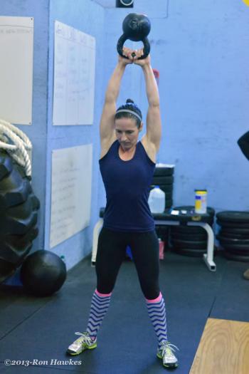 Angelica Barbour Gaudreau gets warmed up. Angelica is a trainer at CrossFit Crossover in Thomaston. (Photo by Ron Hawkes)