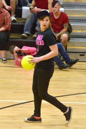Sam heald aka Spam Sandwich shows the guys she's just as tough. (Photo by Ron Hawkes)