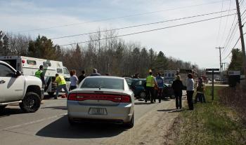 Monday afternoon's accident occured around 461 Commercial Street (Route 1) in Rockport. (Photo by Holly S. Edwards)