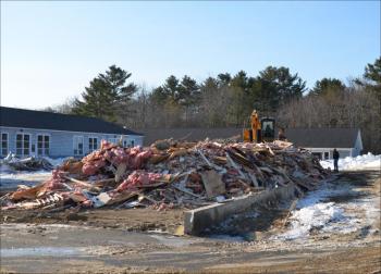 Demolition of the old Rockport Elementary School began in January 2013. (Photo by Lynda Clancy)