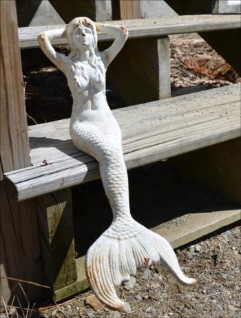 A mermaid graces the front steps of the O'Brien home in Lincolnville. Maggie gave it to her mother, Tracee, last Mother's Day.