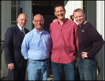 The Dancing With The Local Stars men at Beautymark Spa, from left, Charles Jordan, Norm Dalholt, Piet Lammert and Will Clayton. (Photo by Chris Wolf)