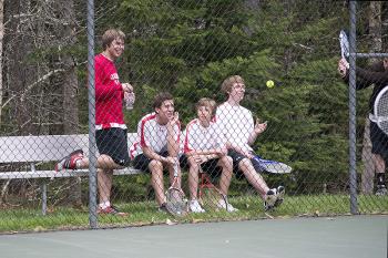 Camden Hills Marc Balley, Alex Forcillo, Shawn Albertson and David Flint cheering the team on(Photo Courtesy of Dwight Pitcairn) Marc Balley, Alex Forcillo, Shawn Albertson and David Flint cheering the team on