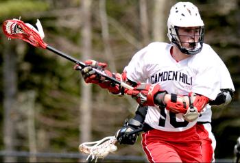 Camden Hills Jack Orne gets set to rip a shot on goal during Tuesday's game with Lincoln Academy. The Windjammers won 10-8. (Photo By Ron Hawkes)