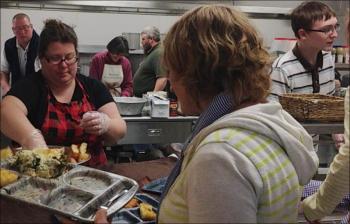 The dinner for Andy O'Brien began at 5 p.m. and ended at 7 p.m. By 5:30 p.m., 250 tickets had been sold and hundreds more citizens were outside, waiting patiently for their turn to enter the Walsh Common in the Lincolnville Central School, and join friends and neighbors to support the O'Briens through a rough period. (Photos by Lynda Clancy)