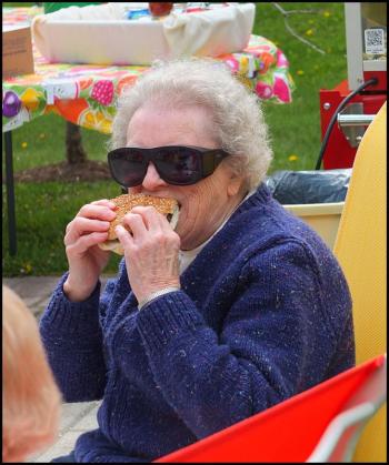 A guest Saturday decided to try one of the big burgers offered.