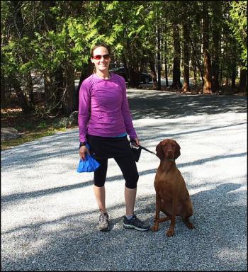 Cheryl Lezin of Warren with her dog Trapper at the Children's Chapel Cheryl Lezin of Warren with her dog Trapper at the Children's Chapel
