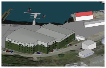 The inland views of the proposed Building 6, including rooflines and the stepped "jog" where the corner of the building meets Front Street, were the focus of discussion by the Intown Design Review Committee. (Image courtesy of Front Street Shipyard)