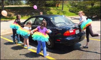 A dirty car was no match for the Tutu brigade.