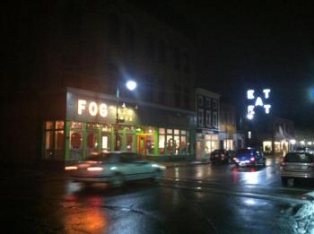 The Indiana/Farnsworth sign next to FOG's sign. (Courtesy FOG Bar & Cafe)