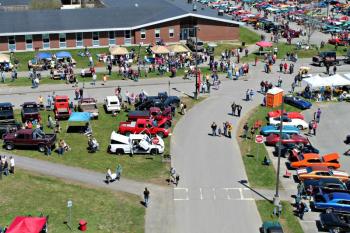 Guests mill through some of the approximately 530 vehicles on display at the Cruisin' to Graduation Car Show May 5. (Courtesy of Waldoboro Fire Department)